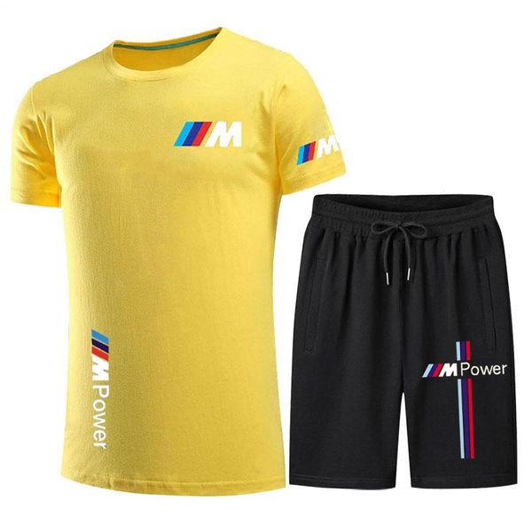 

men's tracksuits 2021 summer cotton funny casual short-sleeved solid color round neck hip-hop t-shirt sports +shorts 2 piece set, Gray