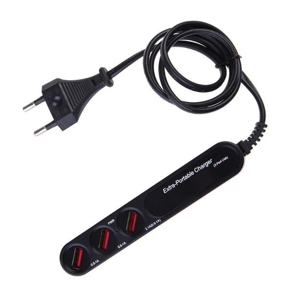 

hubs 1pc eu usb power charger multi-use 3-usb output ports travel wall hub socket electrical plugs adapter