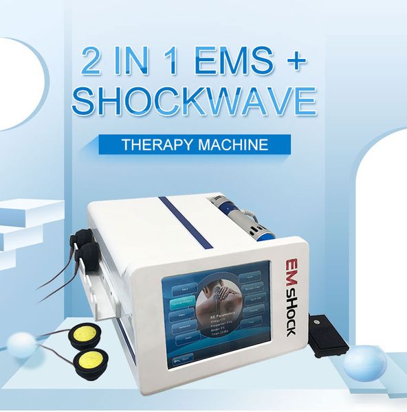 Tragbare 2-in-1-Emshock-Wellenmaschine, elektrische Muskelstimulation, Schmerzlinderung, Stoßwelle, ED-Behandlung, Muskeltraining, Physiotherapie-Ausrüstung