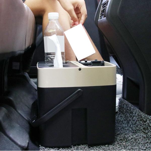 

car organizer trash can bin waste container multi-function tissue storage box cup holder