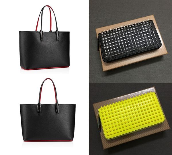 

men long wallet+handbag fashion women shoulder bag genuine leather rivets spikes bow crossbody tote set bags designer handbags shopping, Red;black