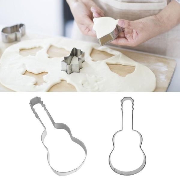 

baking moulds music guitar shape cookie print mold sweet stainless steel cutter g5gb