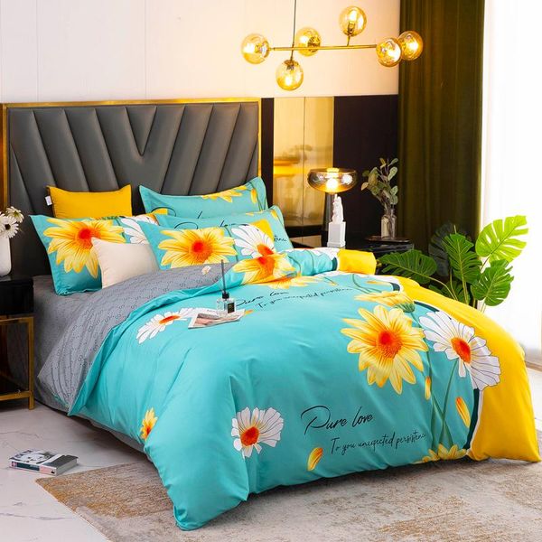 

bedding sets large version yellow sunflower home textile soft duvet cover bed sheet pillow case single double  king for set