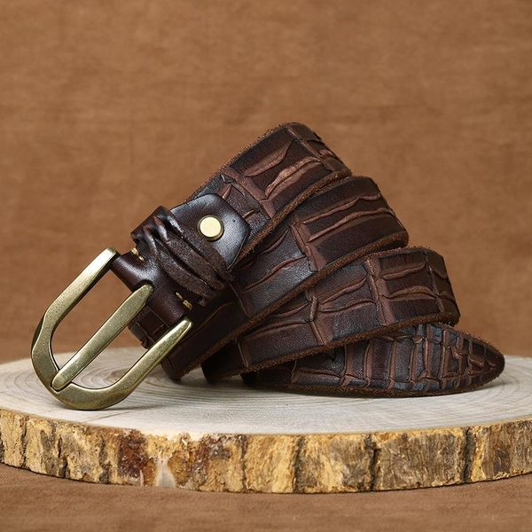 

belts retro pin belt buckle luxury thick men leather vintage do old wide jeans ceinture homme male strap, Black;brown