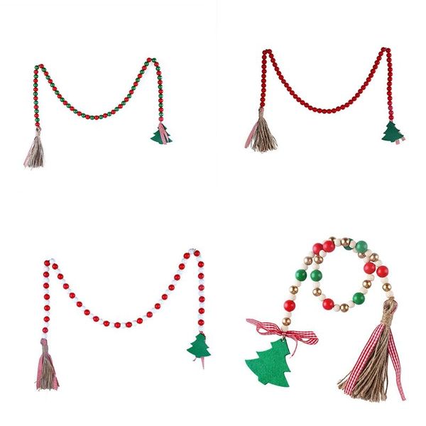 

christmas decorations 4pcs tassel country decoration wooden bead garland farmhouse beads kid's room wall hanging decor home