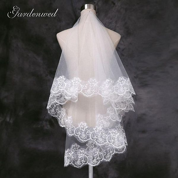

bridal veils gardenwed women elegant ivory lace appliques wedding accessories 2021, Black
