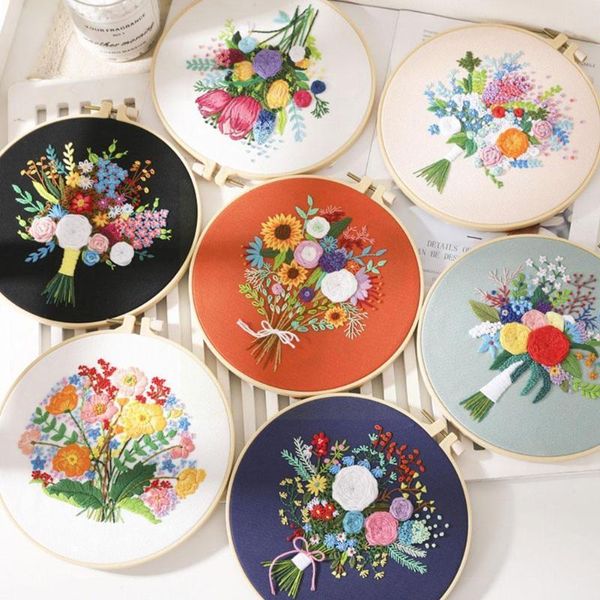 

other arts and crafts diy flower pattern printed embroidery kit painting art hoop home needlework craft decor stitch sewing hand d2e1