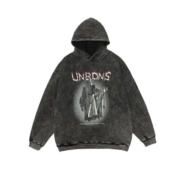 

men's hoodies & sweatshirts fashion hoodie men god of death print high street long sleeve streetwear punk clothes for and women, Black