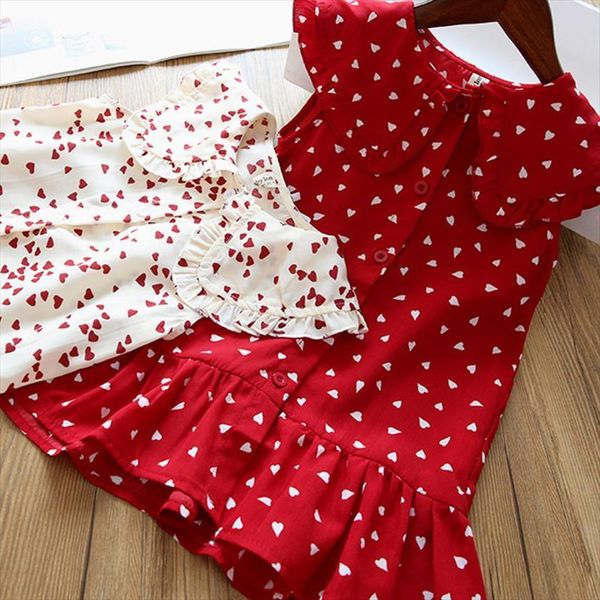 

2 7y kids girls girl dress summer sleeveless chiffon polka dot princess for children clothing, Red;yellow