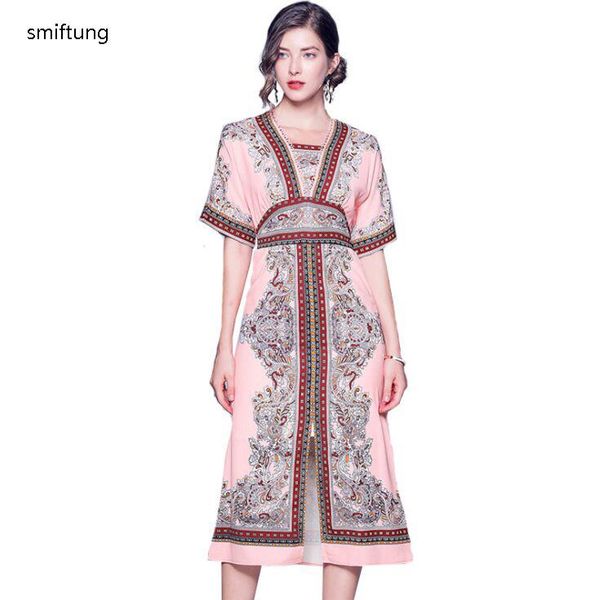 

wholesale smiftung fashion summer dress / women's bohemian color pink, red short sleeve casual dresses, Black;gray