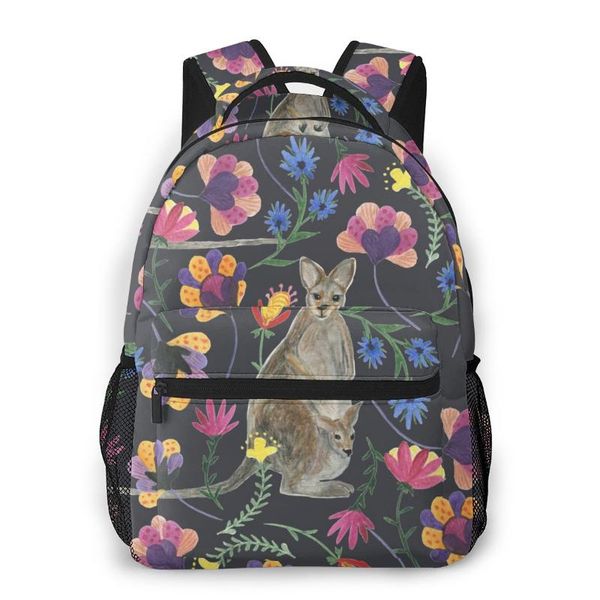

backpack travel pack kangaroo and baby flowers leaves sports bag outdoor climbing