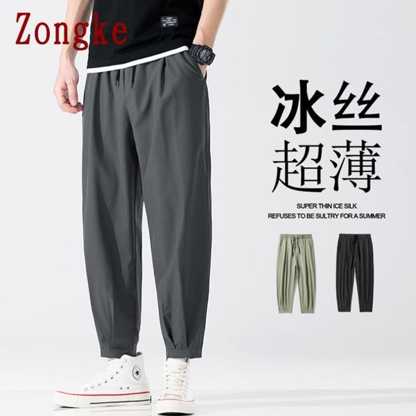 

zongke 2021 solid harem pants men trousers casual joggers sweatpants hip hop streetwear male plus size m-5xl men's, Black