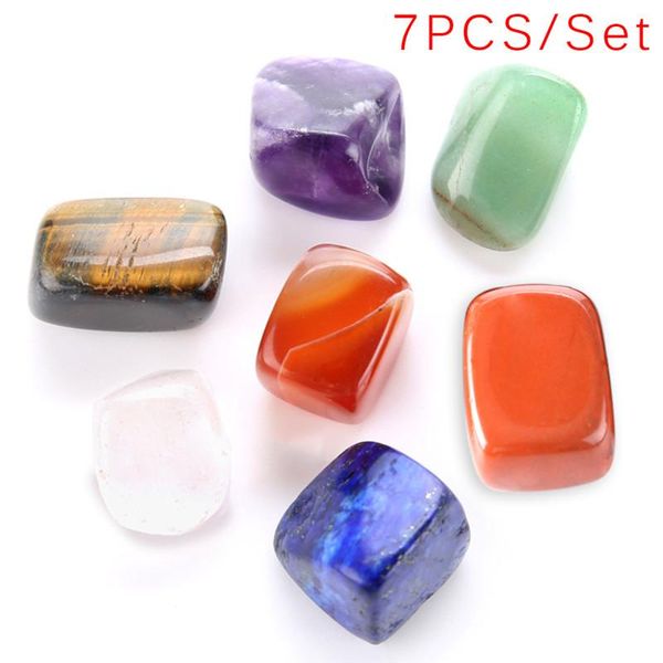 7 Pçs / lote Cakra Crystal Curing Tumbled Stones Set Cristais Misturados Misturais Pedra Rougana crua para cair