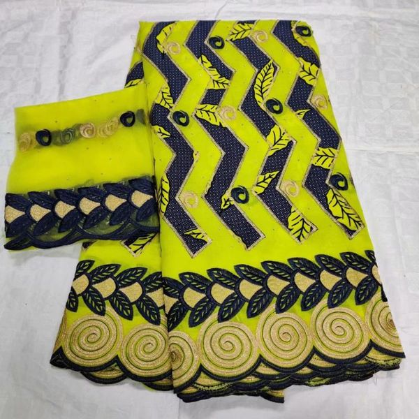 

ribbon 7yards tissu afrcan wax prints fabric with lace 2021 swiss voile in switzerland african french, Pink;blue