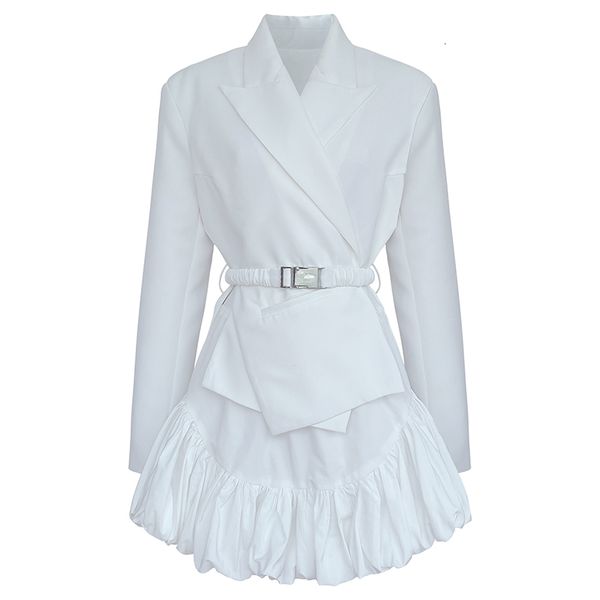 

women's suits & blazers women asymmetrical blazer spring autumn slit belted casual ycph, White;black