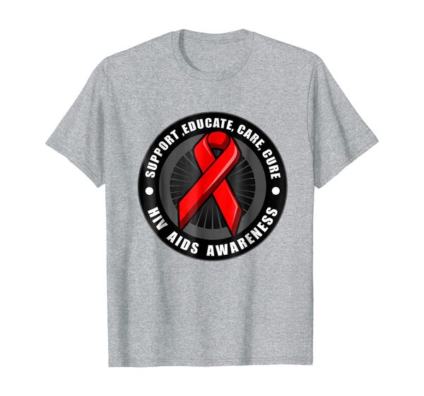 

aids awareness shirt hiv stigma support educate care cure, White;black