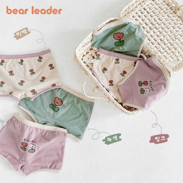 

bear leader kids girls cartoon print underwears 3pcs fashion baby girl soft cotton panties children lovely pattern suit 3-6y 210708, Camo