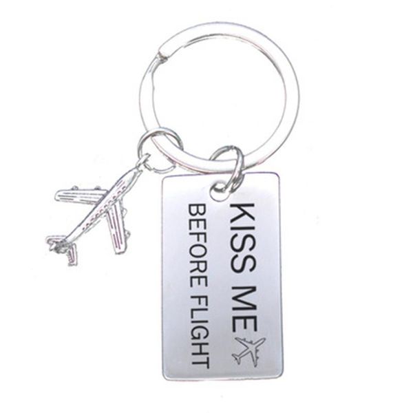 

keychains aircraft remove/insert before flight stainless steel couple keychain fashion key chain birthday ball gift female jewelry, Silver