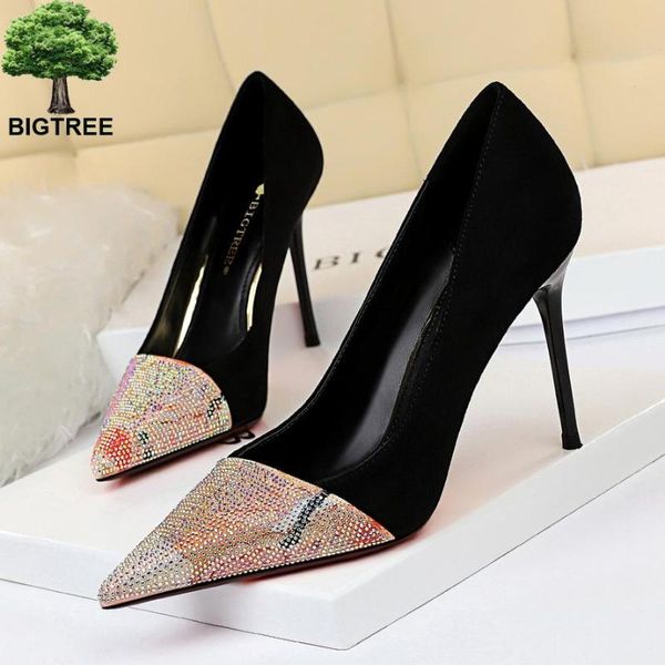 

dress shoes party woman high heels pointed toe fashion women's pumps female glitter single shoe assorted crystal thin heel, Black