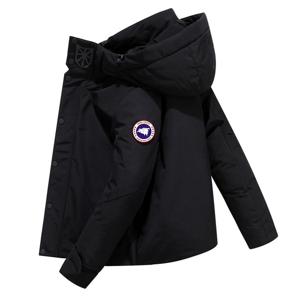 

youth men's and women's couples trendy large down jacket thickened parker overalls with down goose, Black