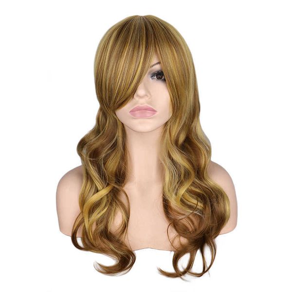 

wig women's chemical fiber headgear pick dye hair long curly wig, Black