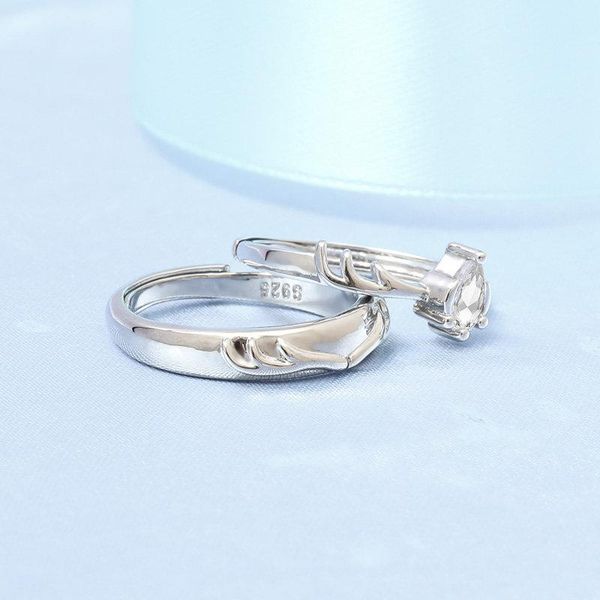 

wedding rings mozanstone unique deer pair couple ring set original lovers design valentine's day gift girl friend jewelry, Slivery;golden