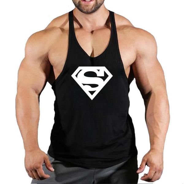 

men' tank 2types arrival men sport singlet fitness print vest black gym muscle bodybuilding sleeveless shirt, White;black