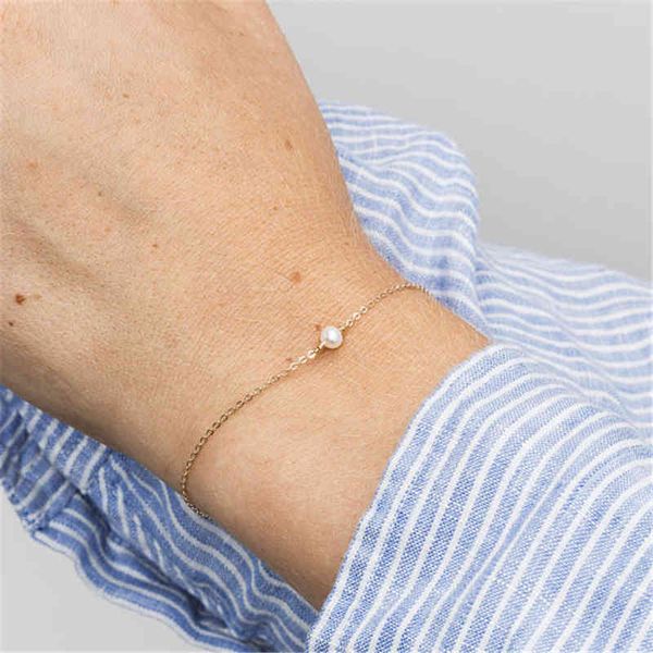 Braccialetti di perle naturali in argento 925 Gioielli minimalisti pieni di oro indiano Regalo di compleanno Bracciale Boho fatto a mano da donna