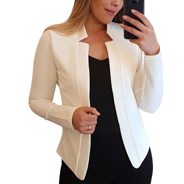 

women's suits & blazers women blazer thin long sleeve solid color office lady suit coat 2021fashion basic coats autumn chaquetas mujer, White;black
