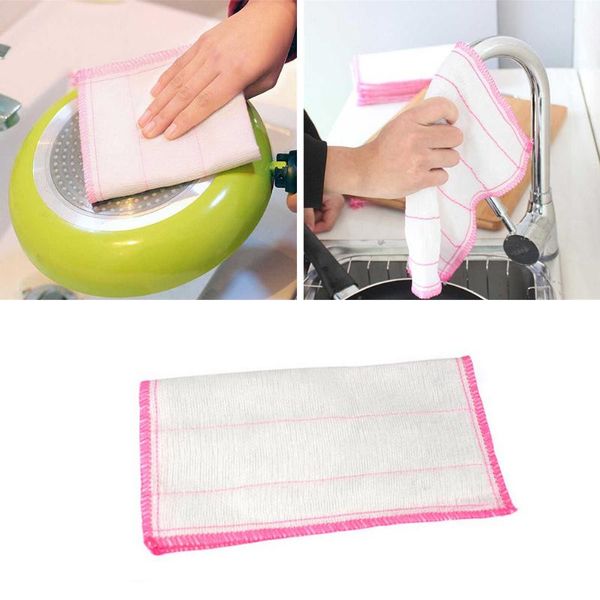 

cleaning cloths 5pcs five-layer cotton gauze absorbent dish cloth kitchen plate bowl wash towel oil-free