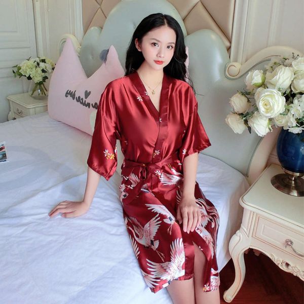 

bathrobe shiyuanya pajamas spring and summer silk like women bridesmaids wedding morning robes long bathrobes women's