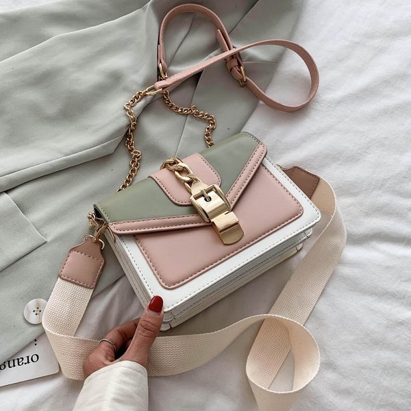 

contrast color pu leather crossbody bags for women 2021 summer travel small handbag shoulder simple bag ladies cross body bag l0