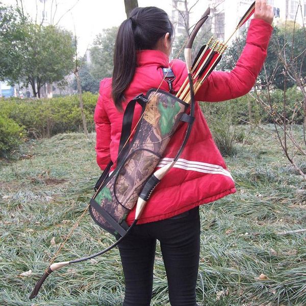 

stuff sacks hunting archery quiver back hip waist pouch /side arrow bow holder camo