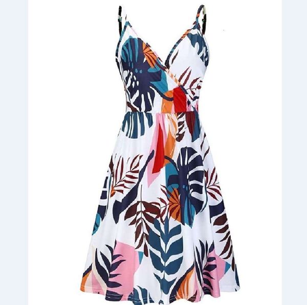 

women's summer print casual suspender dress, Black;gray