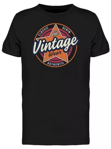 

vintage wear 1985 tee men's -image by shutterstock, White;black