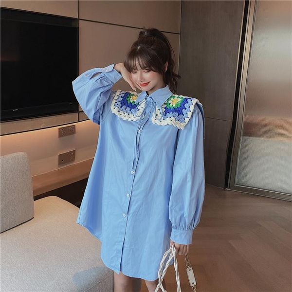 

fashion retro shirt collar detachable long sleeve dress casual dresses, Black;gray