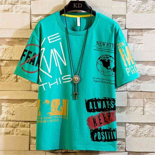 

men streetwear t-shirt 3 colors cotton o-neck printed tees male coat size m-3xl 210721, White;black