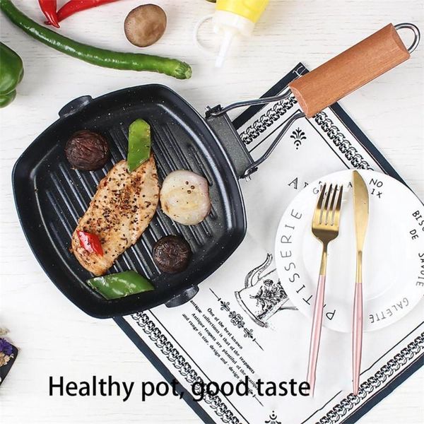 

20cm*20cm steak pot striped frying pan fried special maifan stone non-stick coating restaurant supplies pans