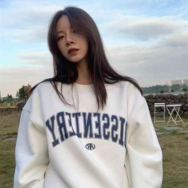 

pullover women's 2021 autumn new korean version oversize loose lazy style student long sleeve top, Black