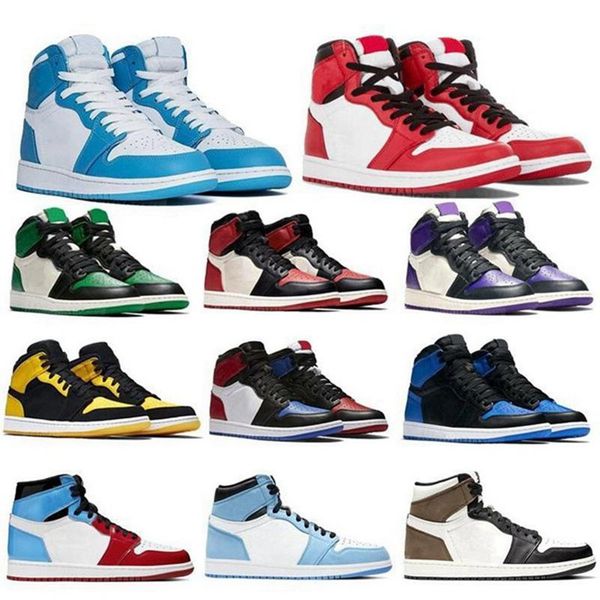 

jumpman boots mens basketball 1 1s guava ice noir hyper royal court purple lucky green obsidian unc dark mocha women sneaker dhv3s1, Black