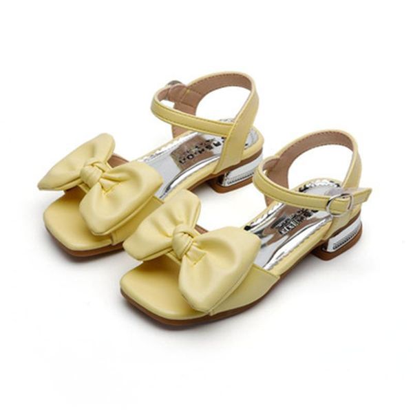 

children elegant bowknot sandals baby girls toddler flower princess shoes kids soft leather beach roman, Black;red