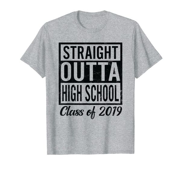 

funny straight outta high school class of 2019 for seniors t-shirt, White;black