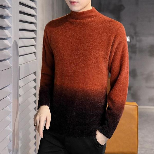 

men's men fashion winter thick warm turtleneck patchwork pullover sweaters slim fit knitwear male clothing sweater eubf, White;black