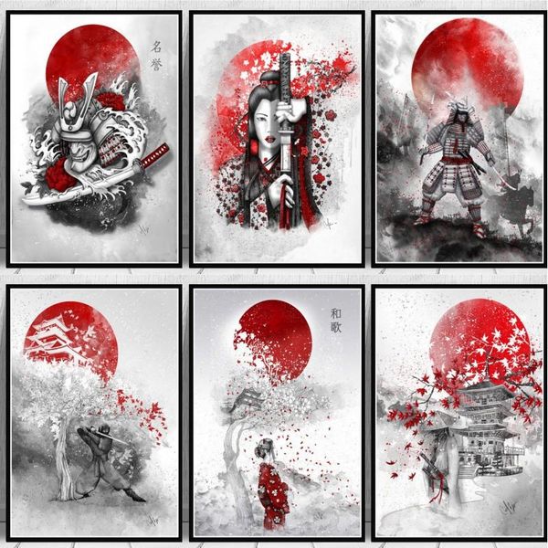 

paintings japanese zen ink bonsa bushido samurai kanji poster wall art canvas painting picture and prints home decoration