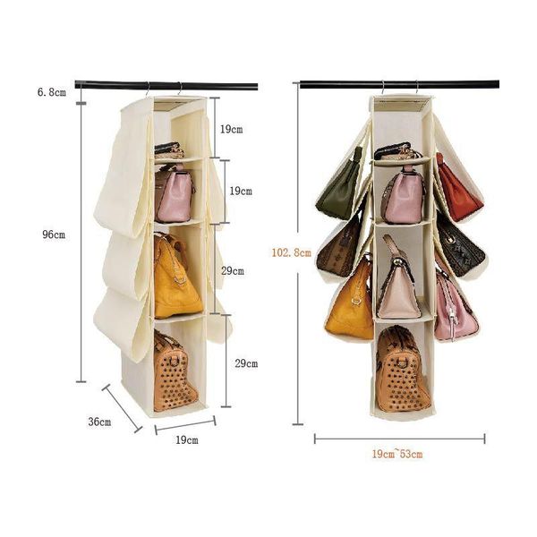 

pockets shelf tote rack bag clear hanging purse handbag organizer storage holder wardrobe closets 1pcs bags