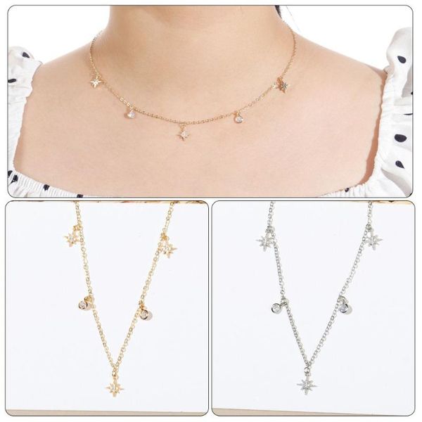 

chains girls star pendant necklace chain jewelry accessories choker, Silver
