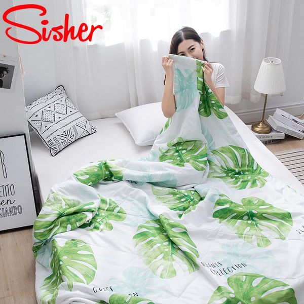 

comforters & sets summer washed polyester air-conditioning quilt soft breathable cool blanket thin pastoral cartoon bedspread bed cover comf