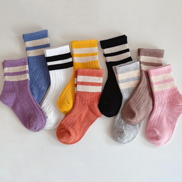 

1-10 years kids boys cotton sock sports toddlers girls ankle socks baby soft stripped children school clothes, Pink;yellow