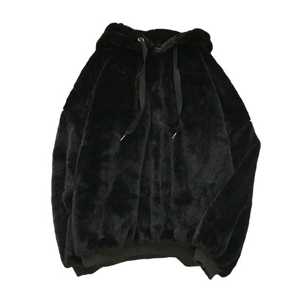 

women's hoodies & sweatshirts women solid swearshirt long sleeve velvet loose hooded pullovers casual jumpers thick warm coat, Black