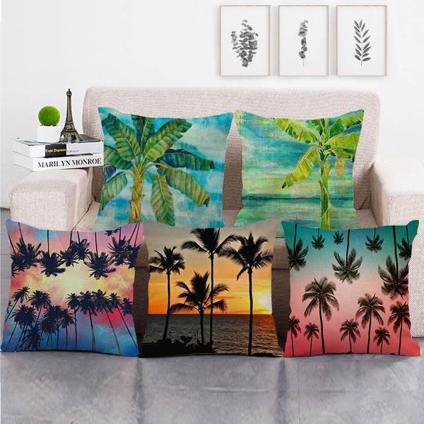 

cushion/decorative pillow 45cm*45cm tropical plant palm throw cushion cover linen/cotton sofa decorative case